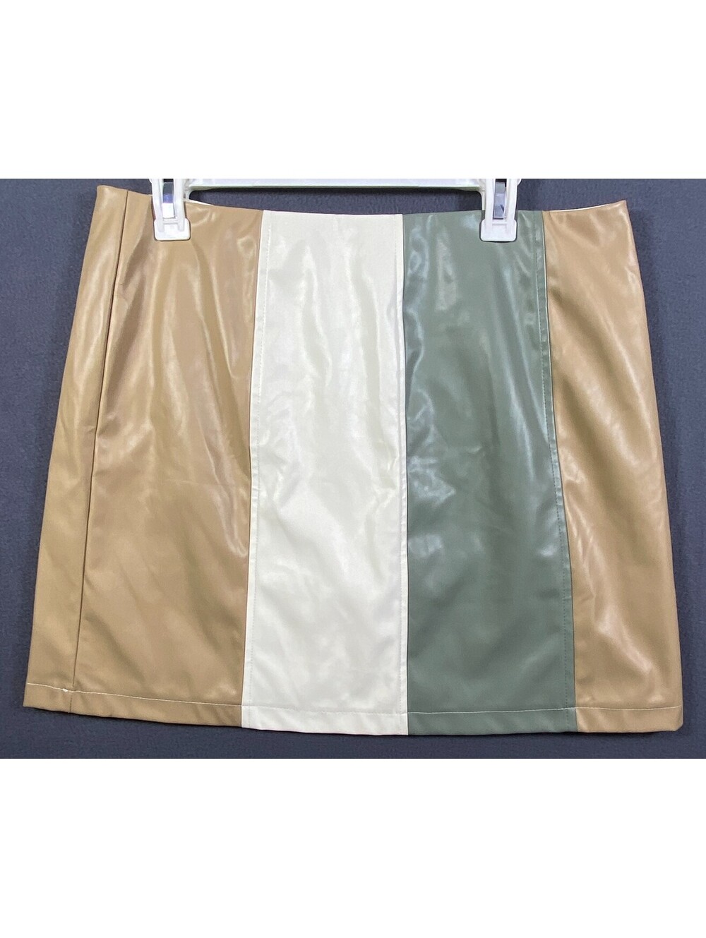 NEW Retro ALYA Colorblock Faux Leather Mini Skirt Women XL Retro Y2K Mod 80s 90s